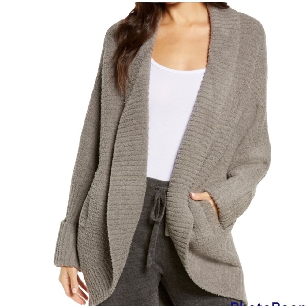 BAREFOOT DREAMS CozyChic Cocoon Cardigan Gray Soft Warm Lounge Oversized Sm/Med